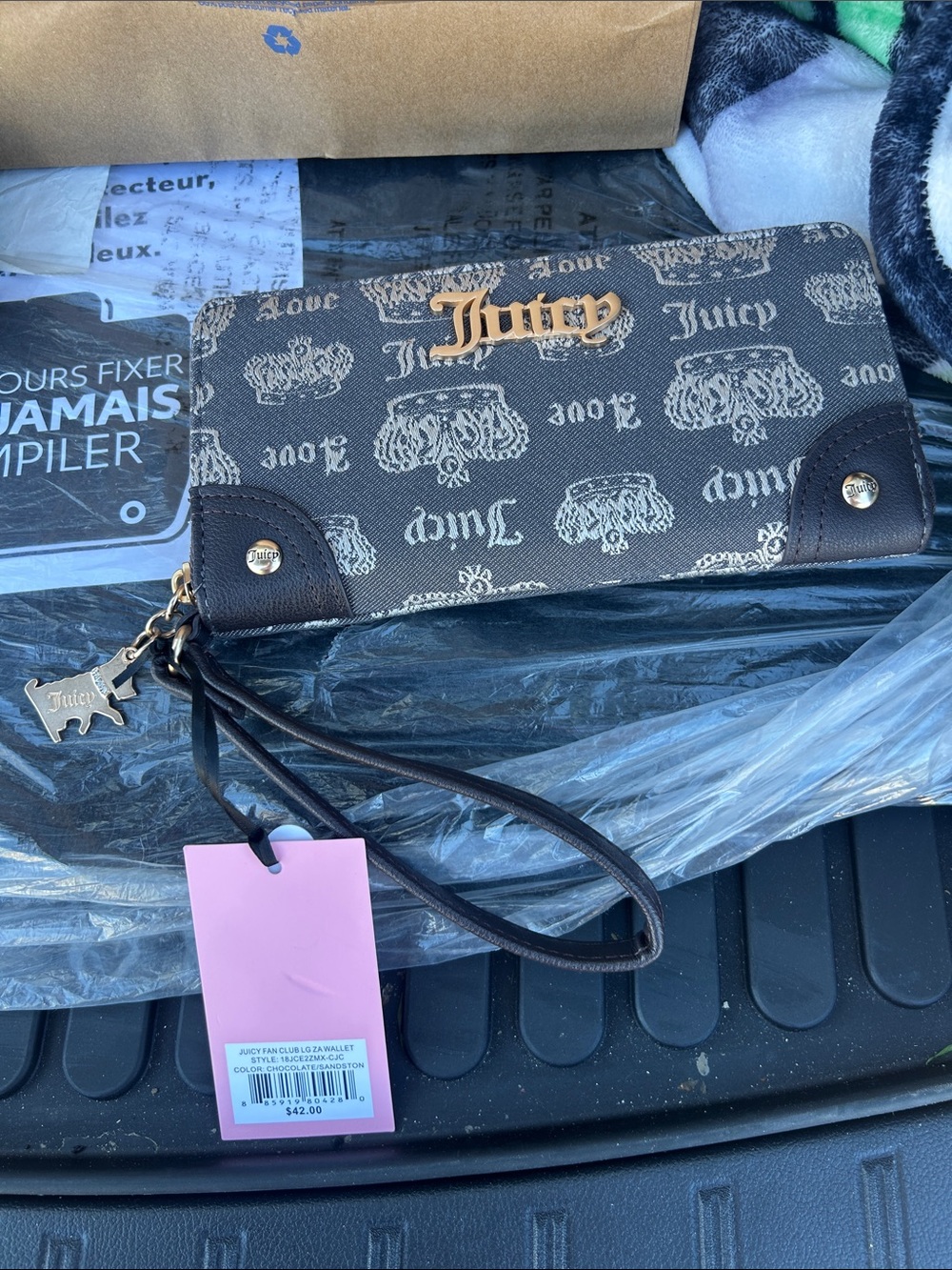 Juicy Couture Brown Logo Wristlet Wallet